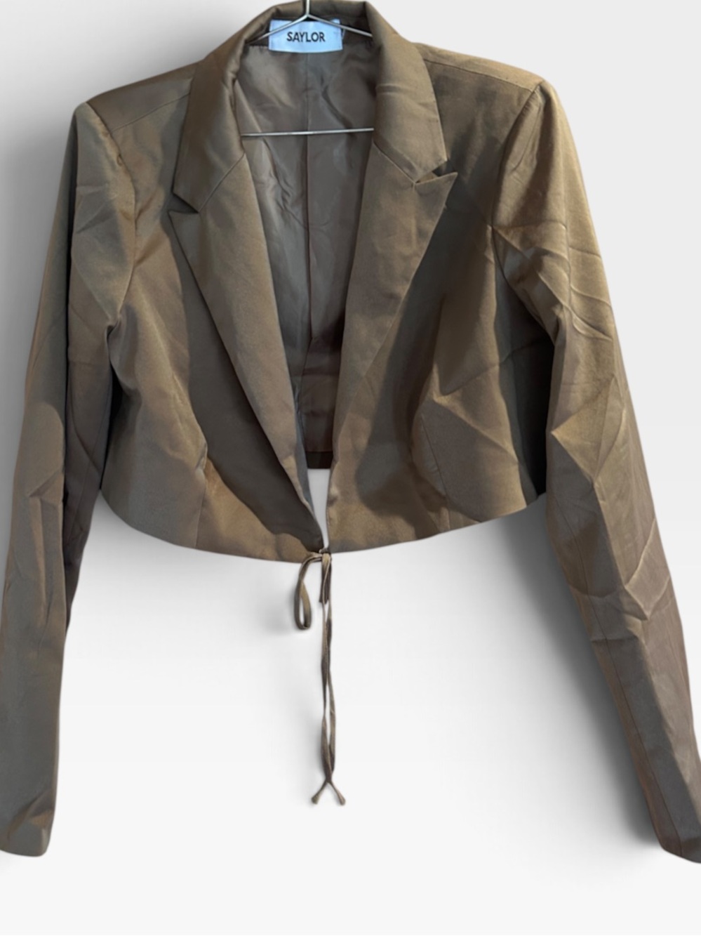 SAYLOR tan  Cropped Drawcord Blazer large